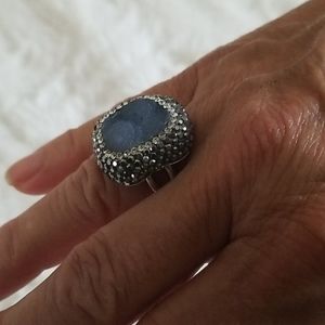 Violet natural stone ring